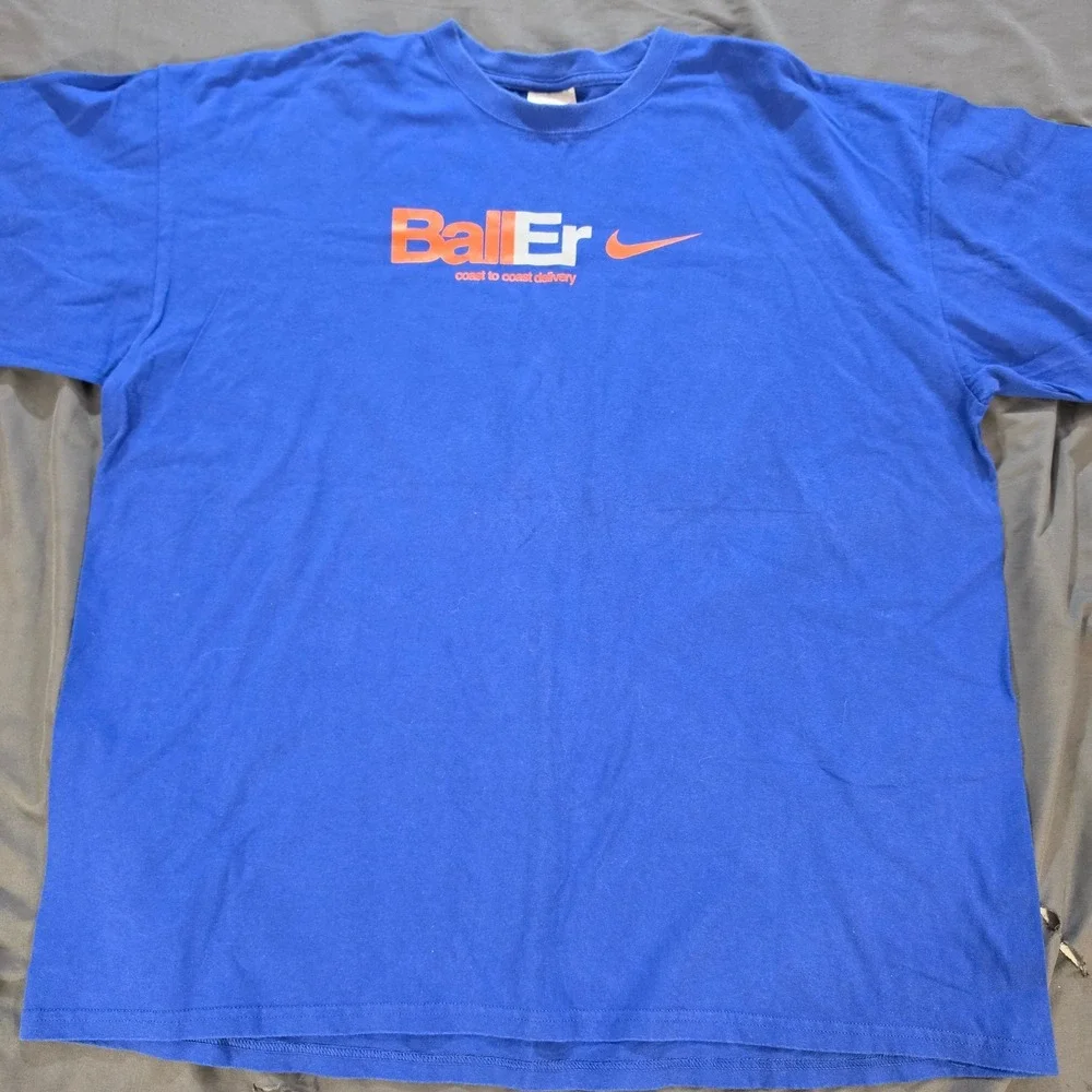 Nike Baller Coast to Coast Delivery Parody Graphic T-Shirt Blue Mens XXL Vtg Y2K